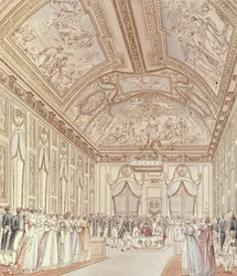 La cérémonie civile du mariage de Napoléon Bonaparte (1769-1821) et Marie-Louise (1791-1847) dans la grande salle du Château de Saint-Cloud, 1er avril 1810